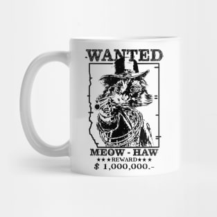 Vintage WANTED MEOW HAW Cowboy Western Country Mug